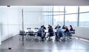 Group of business professionals meeting in conference room