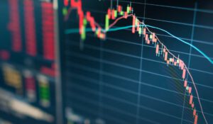 close up of stock markets going down on a screen
